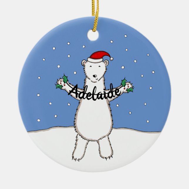Adorno De Cerámica Árbol de oso polar Navidades personalizados (Frente)