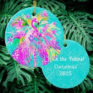 Adorno De Cerámica Árbol de Palma Tropical Personalizado Flamenco Nav