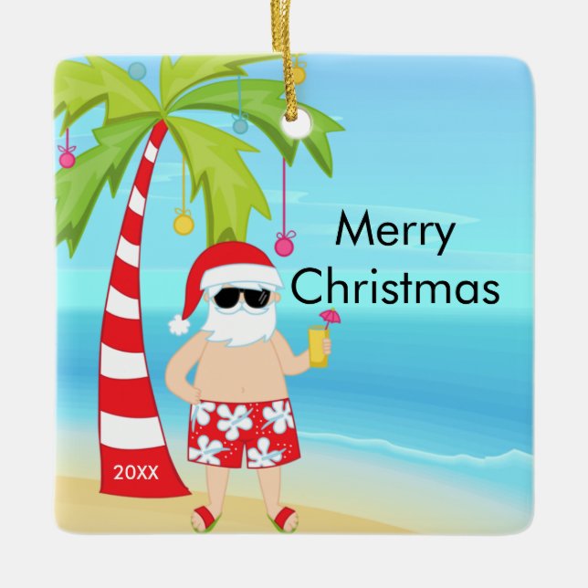 Adorno De Cerámica Árbol de palmas relaja a Navidades de Santa Tropic (Anverso)