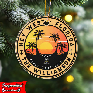 Adorno De Cerámica Árbol de palmas retro occidente de Florida 80