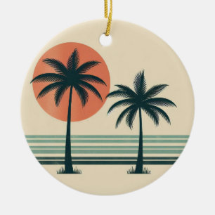 Adorno De Cerámica Árbol de palmeras tropicales retro/vintage
