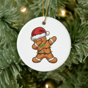 Adorno De Cerámica Árbol de pan de jengibre con gesto de dabbing y lu