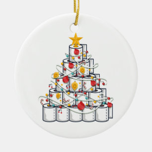 Adorno De Cerámica árbol de papel higiénico 2020, Navidades gracios