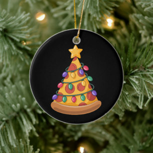 Adorno De Cerámica Árbol de Pizza Luces de Navidad Amante de la Pizza