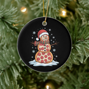 Adorno De Cerámica Árbol de pizza muñeco de nieve sombrero de Santa f
