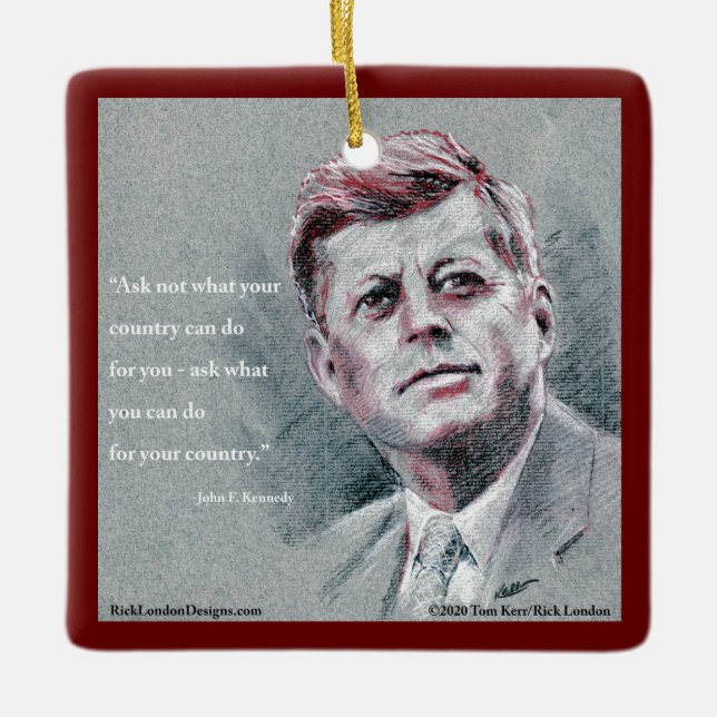 Adorno De Cerámica Árbol de presupuesto y JFK (Anverso)