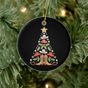 Adorno De Cerámica Árbol de vaquero de Navidad Botas bailarinas del o
