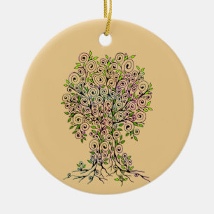 Adorno De Cerámica Árbol De Vida - Espirales Salen Frutas 1