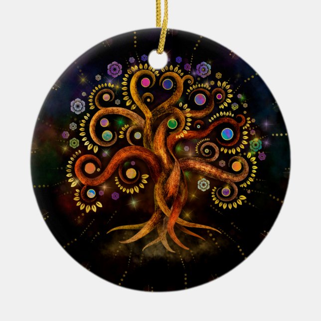 Adorno De Cerámica Árbol de vida - Yggdrasil - Bizarda arco iris (Frente)