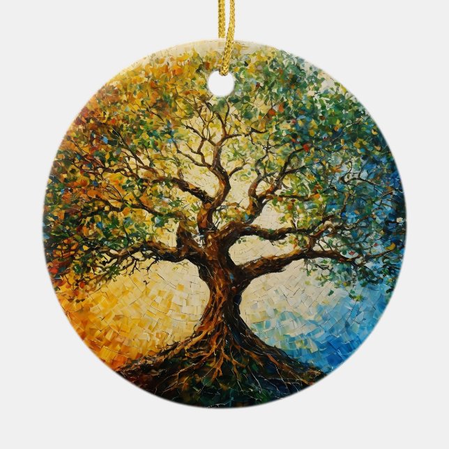 Adorno De Cerámica Árbol del conocimiento - Pintura de petróleo (Frente)