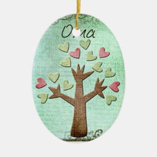 Adorno De Cerámica árbol del corazón de oma