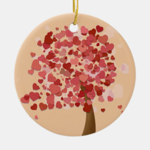 Adorno De Cerámica Árbol del navidad de los arty de los corazones