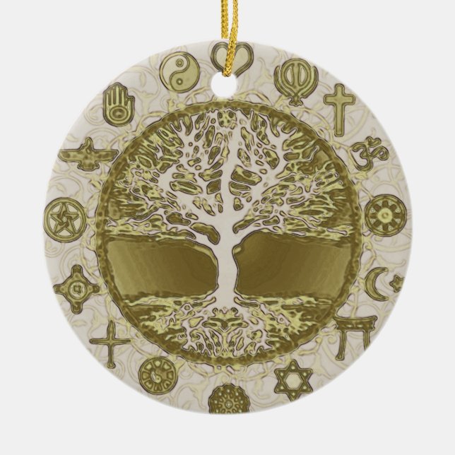 Adorno De Cerámica Árbol del oro de la vida (Frente)