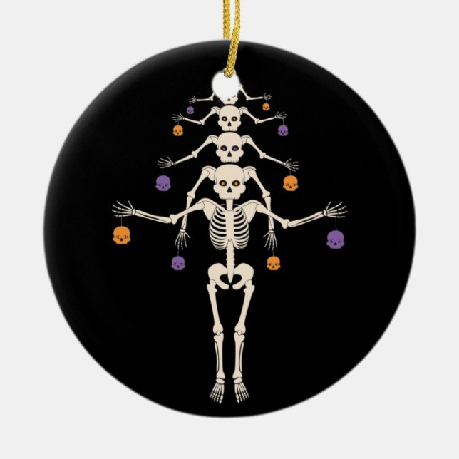 Adorno De Cerámica Árbol esquelético de Halloween (Frente)