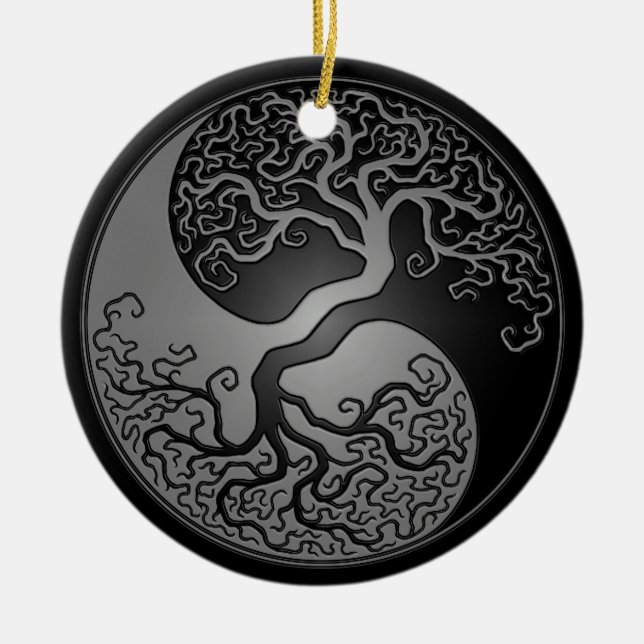 Adorno De Cerámica Árbol oscuro de Yin Yang (Frente)