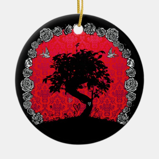 Adorno De Cerámica Árbol subió tatuaje de los bonsais del trago del (Frente)