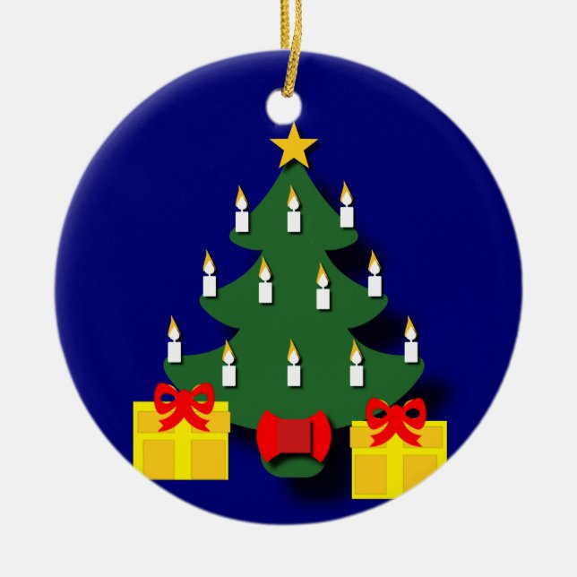 Adorno De Cerámica Árbol tradicional de Navidad con velas (Frente)