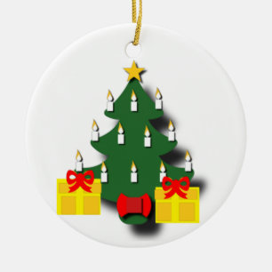 Adorno De Cerámica Árbol tradicional de Navidad con velas