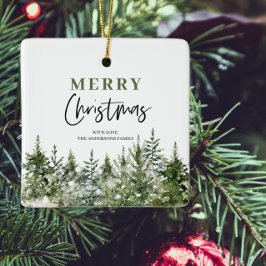 Adorno De Cerámica Árbol verde de los navidades | Feliz Navidad