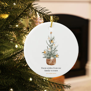 Adorno De Cerámica Árbol vintage de Navidad Feliz feriado