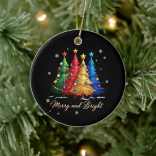 Adorno De Cerámica Árboles alegres y brillantes regalo de Navidad vac