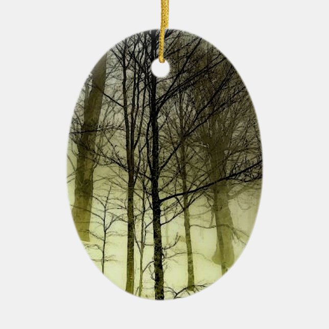 Adorno De Cerámica Árboles cubiertos de nieve (Frente)