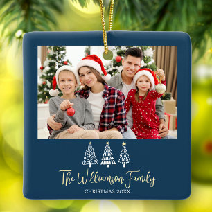 Adorno De Cerámica Árboles de Fotos de Familia en Navidad con Letra C