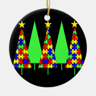 Adorno De Cerámica Árboles de navidad del rompecabezas - conciencia