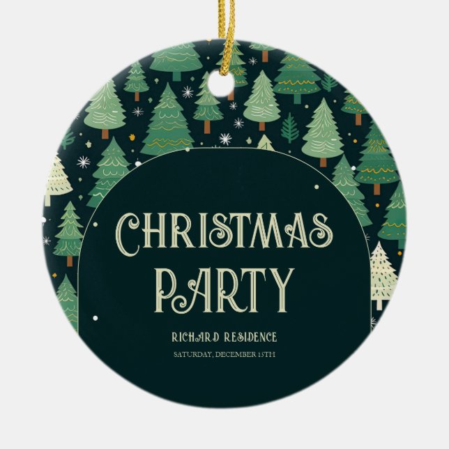 Adorno De Cerámica Árboles de Navidad Fiesta de patrón verde sabio mo (Frente)