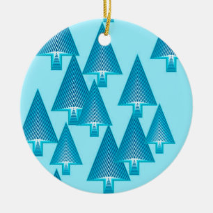 Adorno De Cerámica Árboles de Navidad metálicos modernos - azul cielo