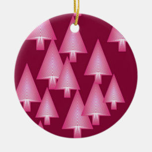 Adorno De Cerámica Árboles de Navidad metálicos modernos - rosa y vin
