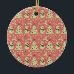Adorno De Cerámica Árboles de Navidad retro estrella de berry caramel<br><div class="desc">Patrón inmaculado decorado con adorno navideño festivo en un fondo rosa</div>