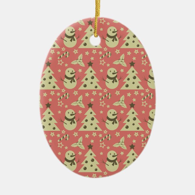 Adorno De Cerámica Árboles de Navidad retro estrella de berry caramel (Frente)