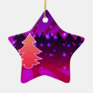 Adorno De Cerámica Árboles de Navidad sombras de morado