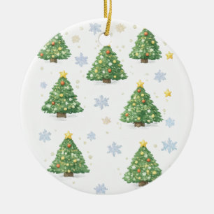 Adorno De Cerámica Árboles de Navidad y copos de nieve festivos