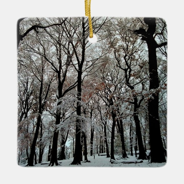 Adorno De Cerámica Árboles, en la nieve (Anverso)