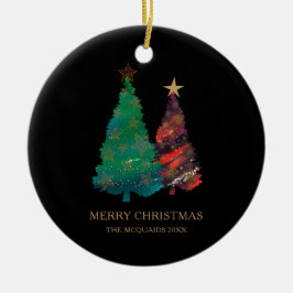 Adorno De Cerámica Árboles navideños de acuarela espumosos pintados a