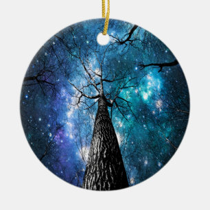 Adorno De Cerámica Árboles negros cayendo estrellas