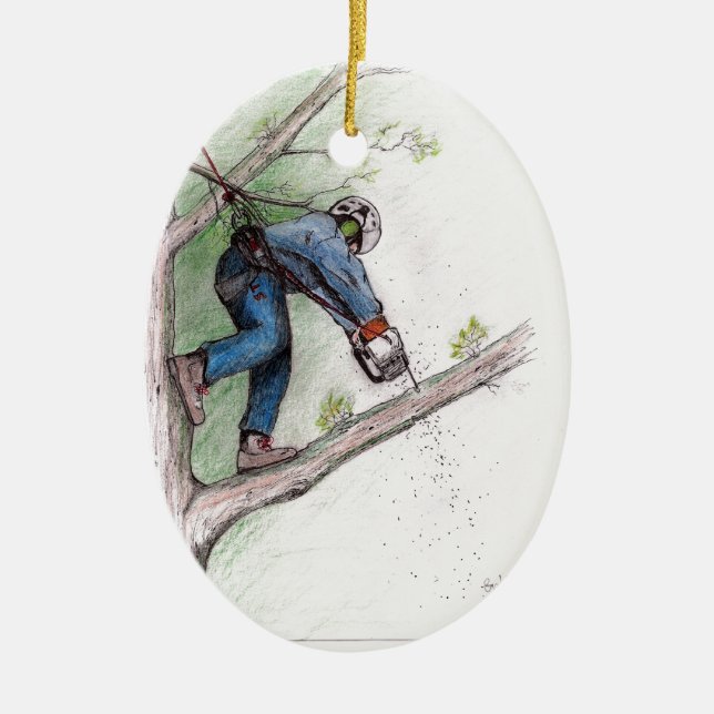 Adorno De Cerámica Arborisco de cirujano árbol Lumberjack (Frente)
