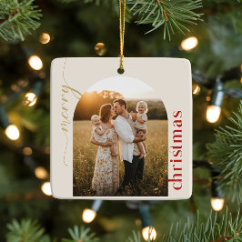 Adorno De Cerámica Arch Geometric Photo Family Name Christmas