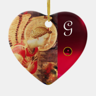 Adorno De Cerámica ARCHANGEL GABRIE Heart Gemstone Monograma