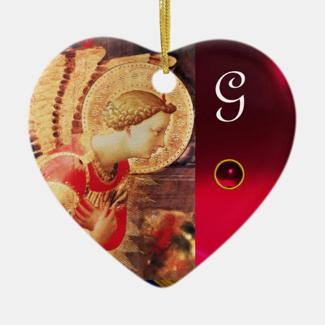 Adorno De Cerámica ARCHANGEL GABRIE Heart Gemstone Monograma (Frente)