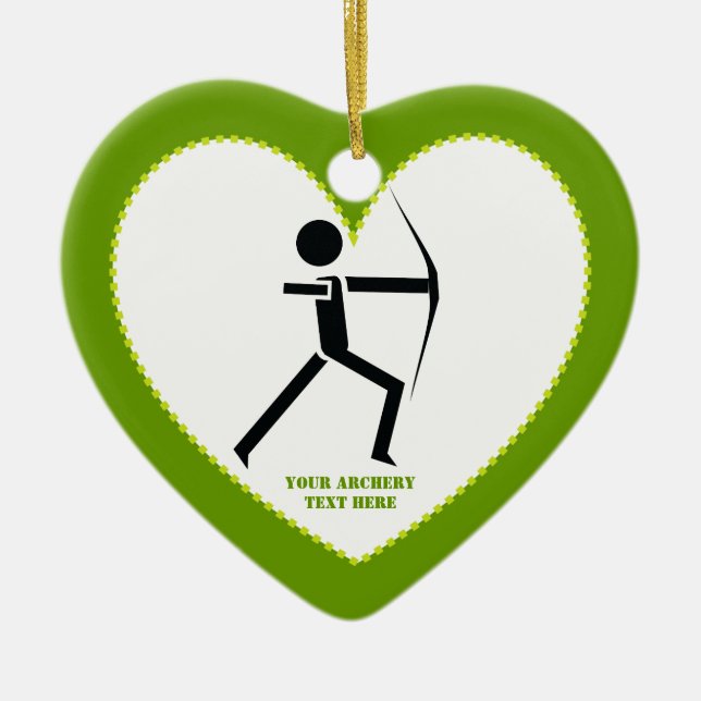 Adorno De Cerámica Archer con su arco negro, personalizado de tiro al (Frente)