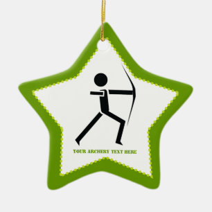 Adorno De Cerámica Archer con su arco negro, personalizado de tiro al