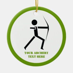 Adorno De Cerámica Archer con su arco negro, personalizado de tiro al