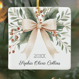 Adorno De Cerámica Arco de acuarela para el primer Navidad del nieto 