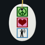 Adorno De Cerámica Arco de amor por la paz<br><div class="desc">Una señal de paz,  un corazón y un arquero jugando al tiro con arco con arco y flecha.</div>