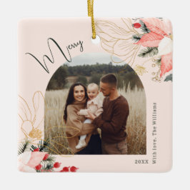 Adorno De Cerámica Arco floral moderno Feliz Navidad