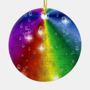 Adorno De Cerámica arco iris en elefantes, leatheroptik y gotas de ll
