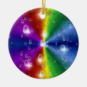 Adorno De Cerámica arco iris en elefantes, leatheroptik y gotas de ll